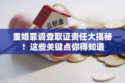 上栗重婚罪调查取证责任大揭秘！这些关键点你得知道