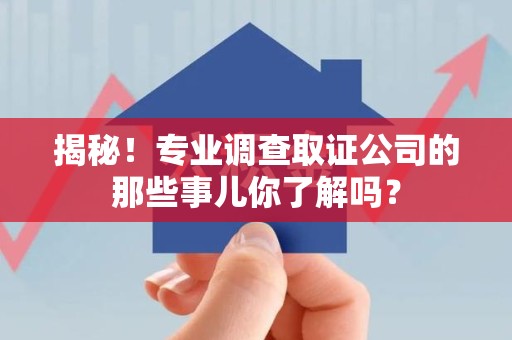 上栗揭秘！专业调查取证公司的那些事儿你了解吗？