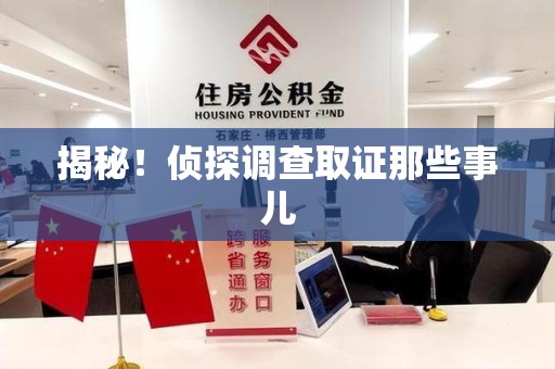 上栗揭秘！侦探调查取证那些事儿