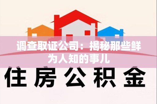 上栗调查取证公司：揭秘那些鲜为人知的事儿