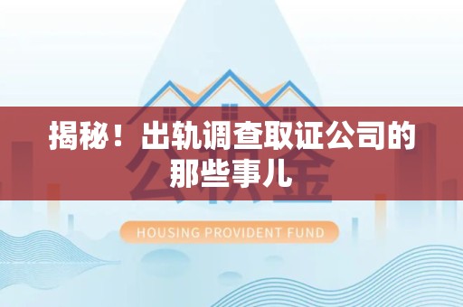 上栗揭秘！出轨调查取证公司的那些事儿