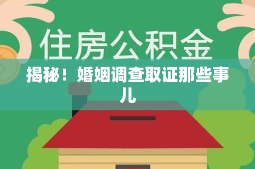 上栗揭秘！婚姻调查取证那些事儿