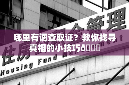 上栗哪里有调查取证？教你找寻真相的小技巧😎