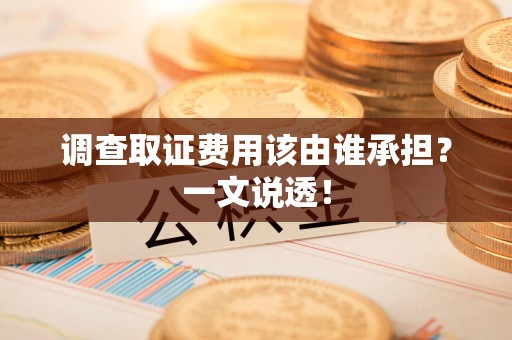 上栗调查取证费用该由谁承担？一文说透！