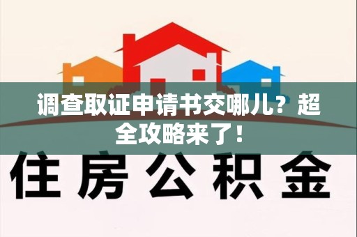 上栗调查取证申请书交哪儿？超全攻略来了！