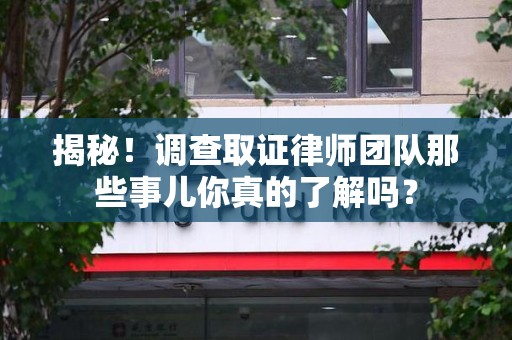 上栗揭秘！调查取证律师团队那些事儿你真的了解吗？