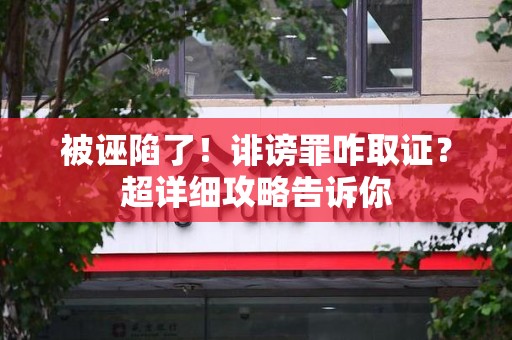 上栗被诬陷了！诽谤罪咋取证？超详细攻略告诉你