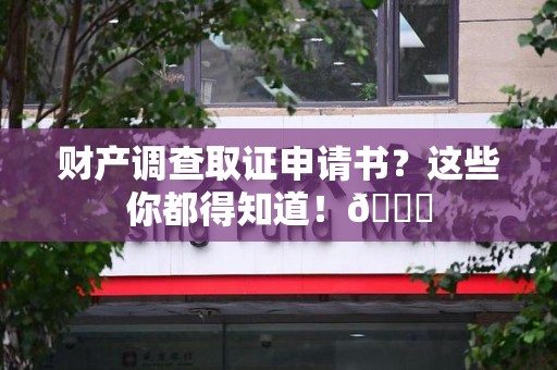 上栗财产调查取证申请书？这些你都得知道！😎