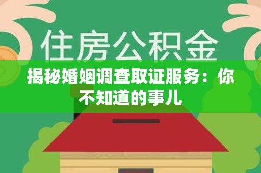 上栗揭秘婚姻调查取证服务：你不知道的事儿