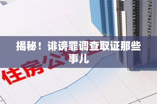 上栗揭秘！诽谤罪调查取证那些事儿