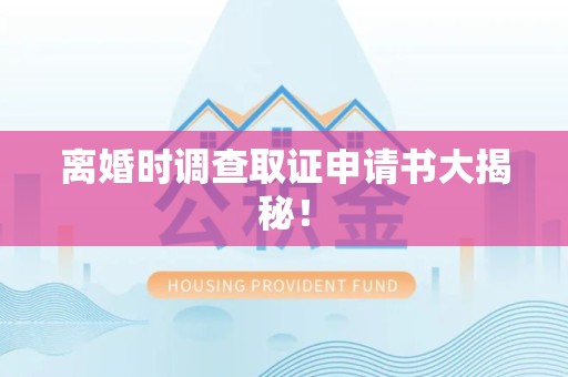 上栗离婚时调查取证申请书大揭秘！