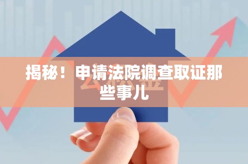上栗揭秘！申请法院调查取证那些事儿